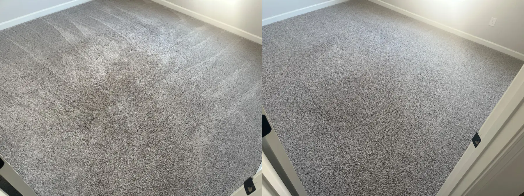 The blotchy grey streaks across this floor came out and the pile finished one clean, even shade.