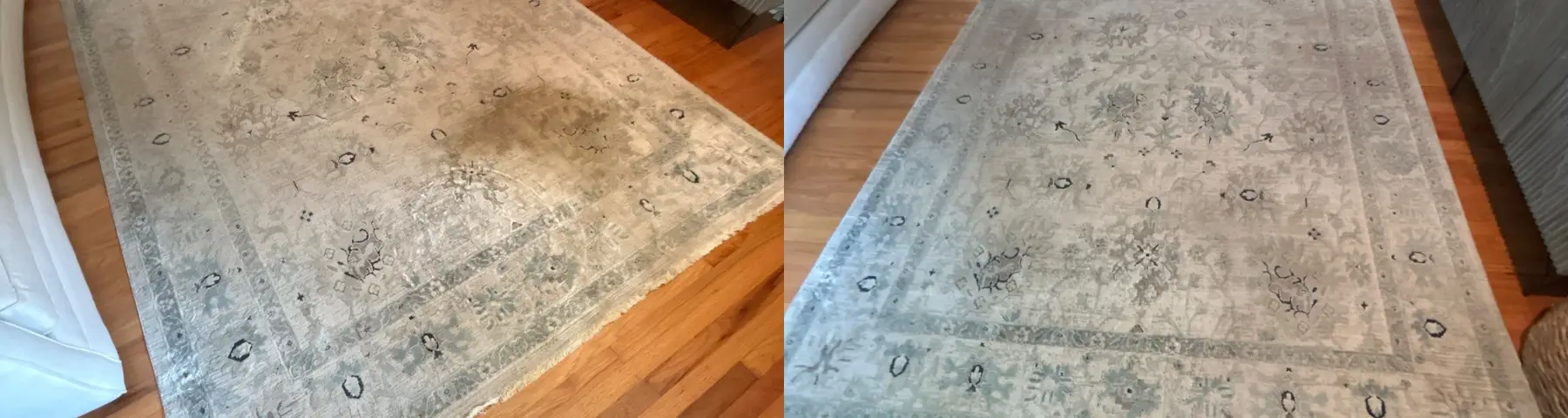 The dingy grey patch through the middle of this rug lifted and the pattern is easy to see again.