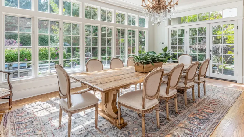Area rug under a dining table in a home near Chattanooga