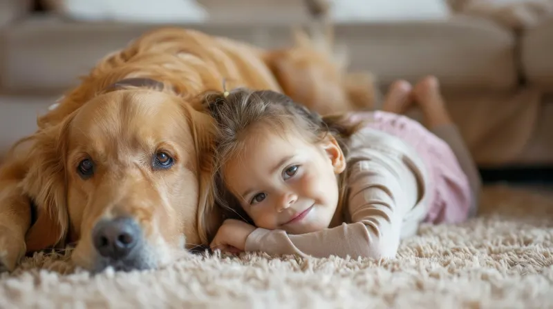A family sitting together on carpet that has just been cleaned