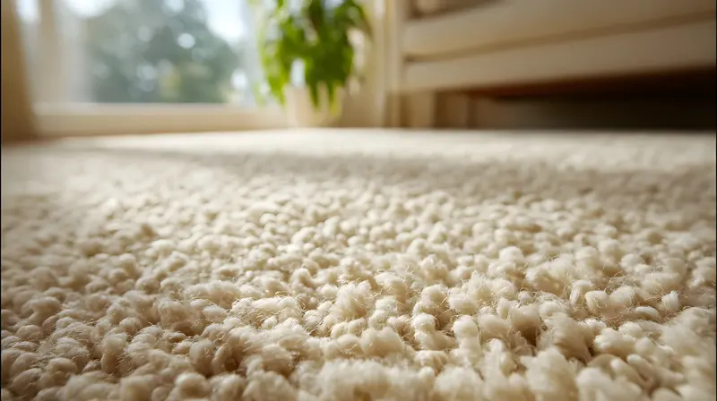 Carpet pile at close range in a rental being turned between tenants