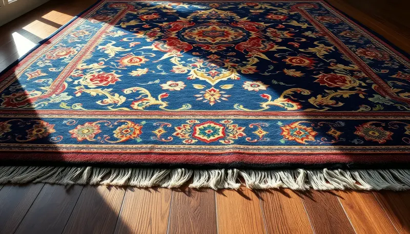 Patterned wool area rug on a living room floor near Chattanooga