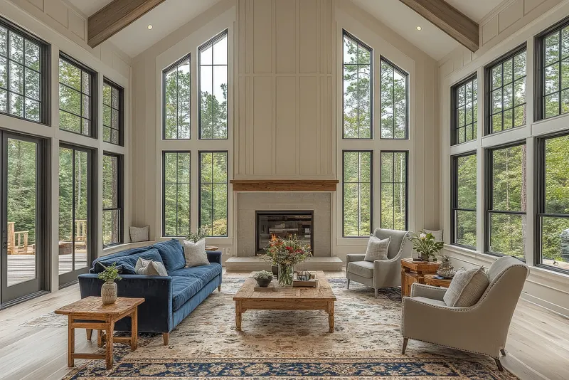 Large area rug cleaned in place in the great room of a newly built house